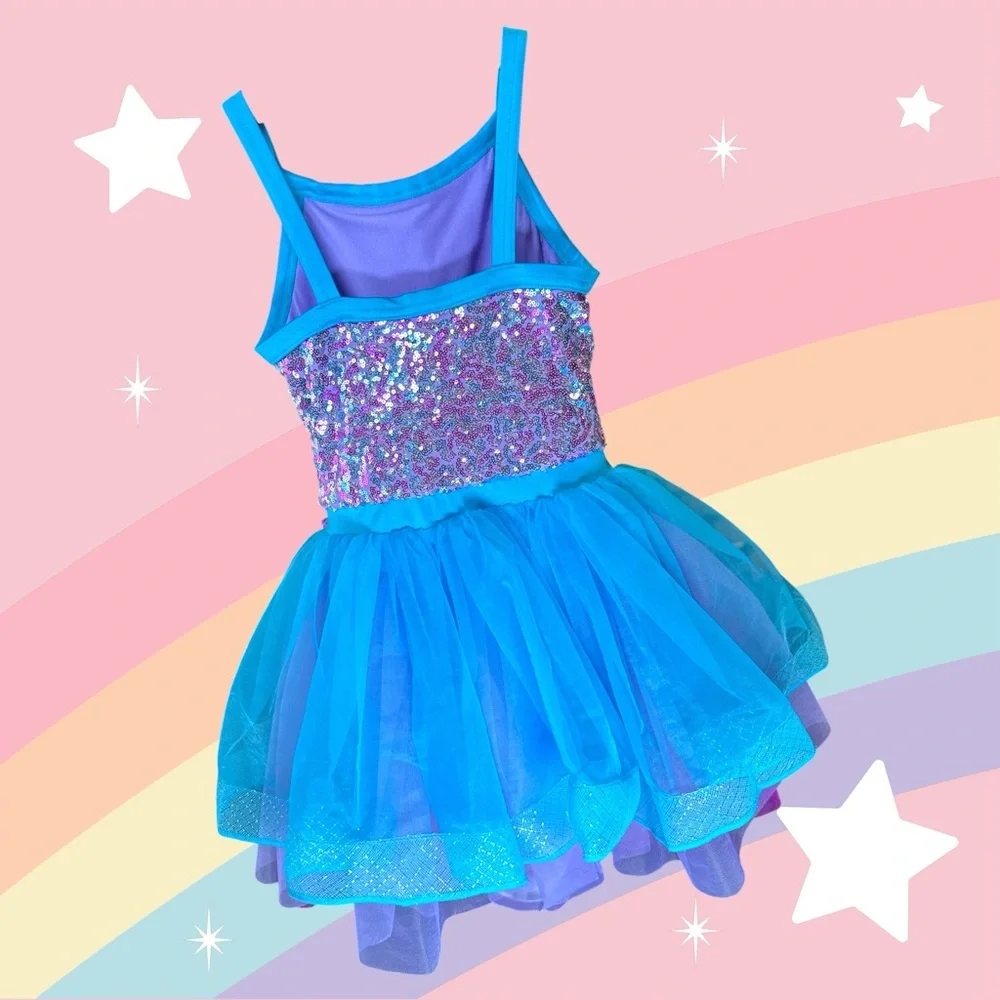Weissman Shimmering Blue and Purple Kids Dance Costume Size 6
